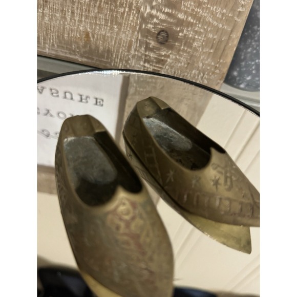 3 1/2 Inch Vintage Brass Shoe Micro Ashtray Made In India (2) Tiny Trinkets - Picture 3 of 8